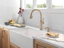 Single Handle Pull Down Kitchen Faucet in Champagne Bronze 