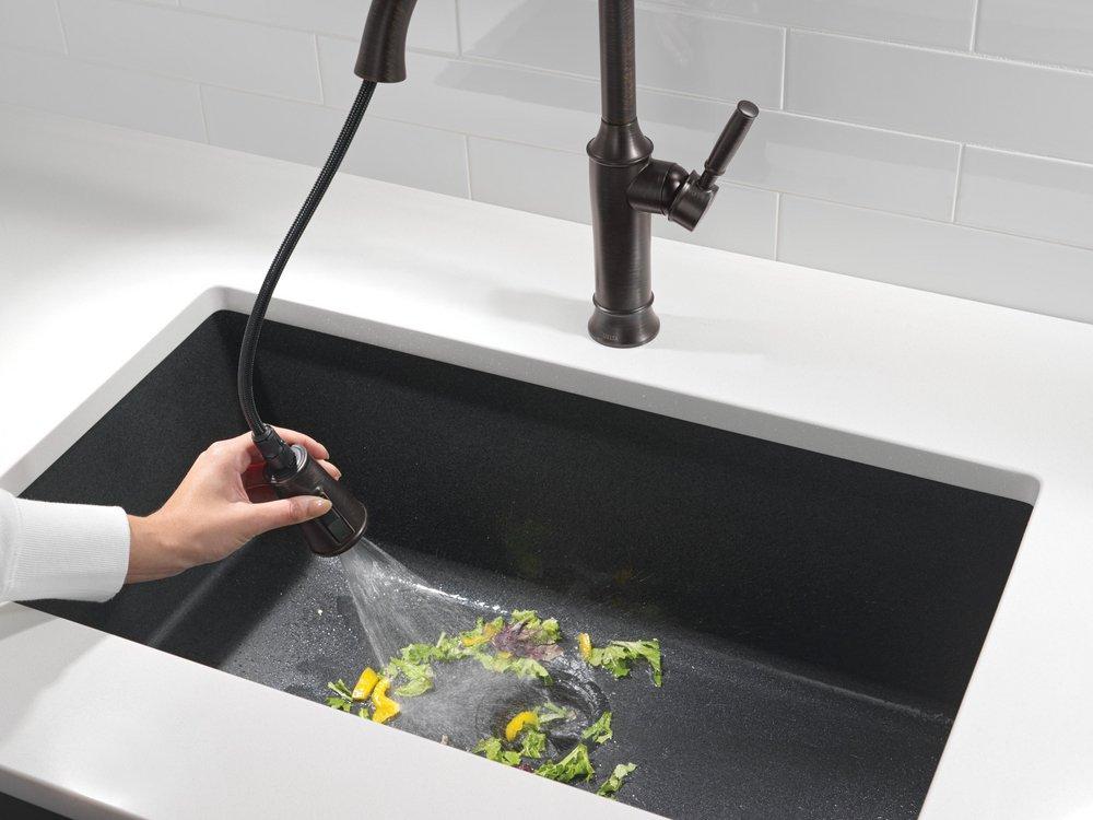 Single Handle Pull Down Kitchen Faucet in Venetian Bronze 