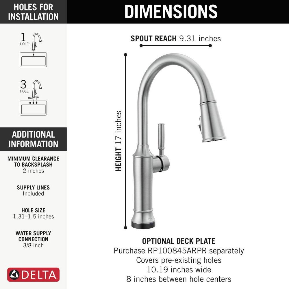 DELTA RENALDI TOUCH2O KITCHEN FAUCET WITH TOUCHLESS TECHNOLOGY 