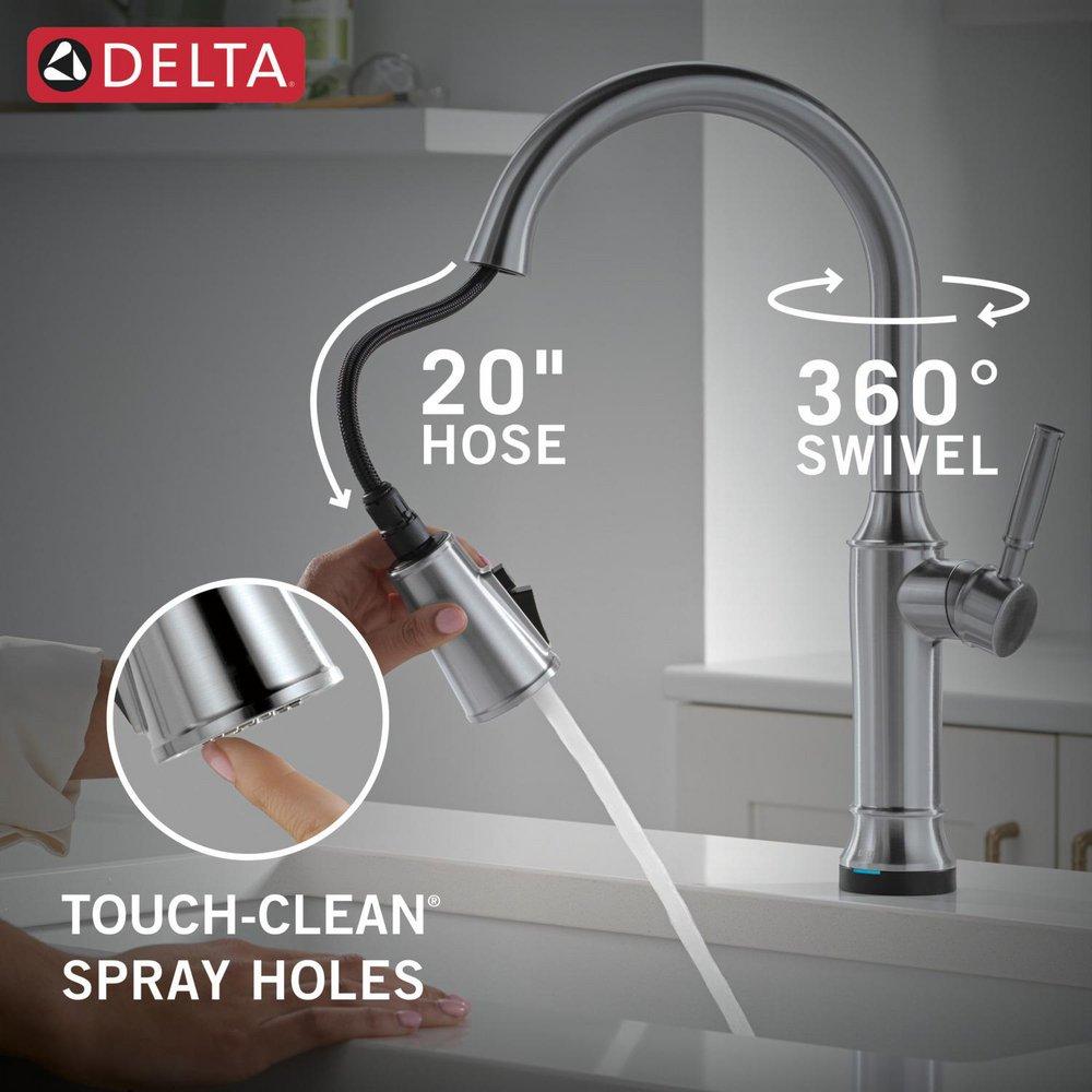Single Handle Pull Down Touchless Kitchen Faucet in Arctic Stainless 