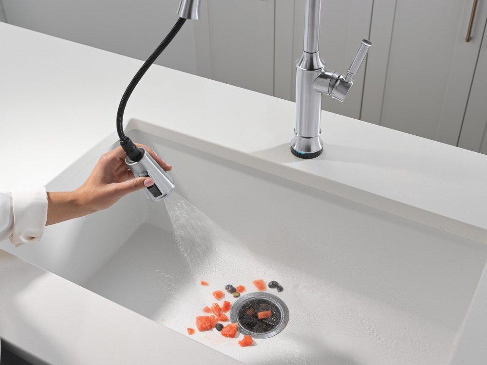 Single Handle Pull Down Touchless Kitchen Faucet in Arctic Stainless 