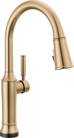 Single Handle Pull Down Touchless Kitchen Faucet in Lumicoat Champagne Bronze