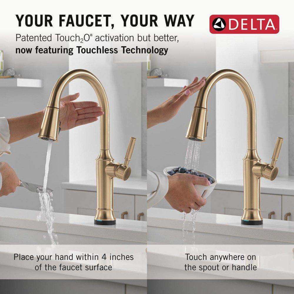 Single Handle Pull Down Touchless Kitchen Faucet in Lumicoat Champagne Bronze 