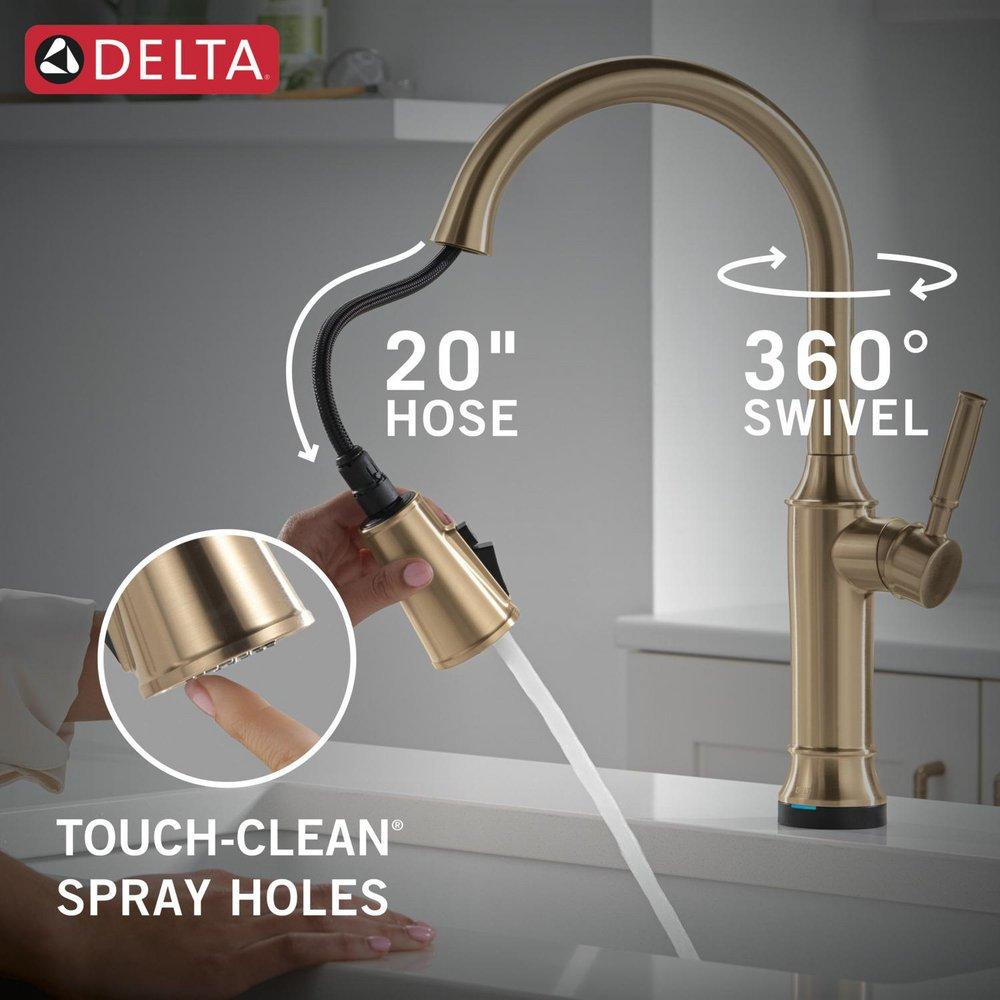 Single Handle Pull Down Touchless Kitchen Faucet in Lumicoat Champagne Bronze 