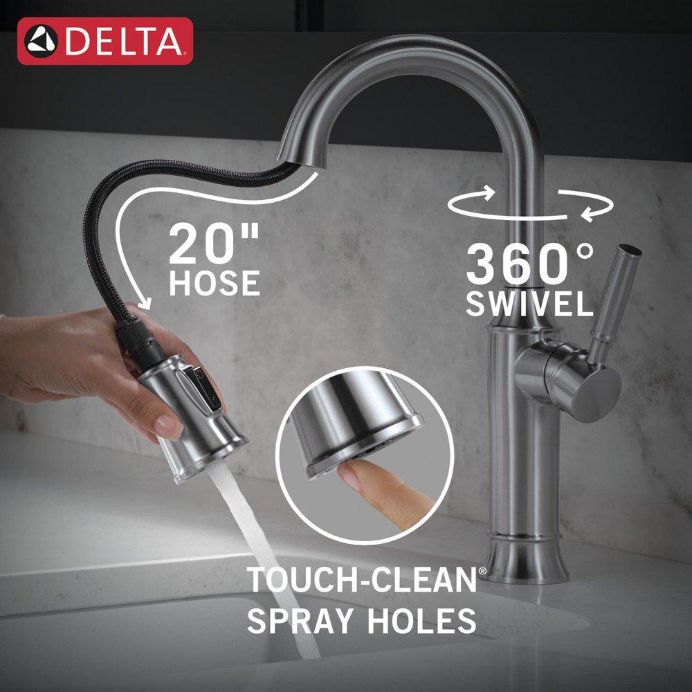 Delta Faucet Stainless Steel Single Handle Pull Down Bar Faucet 