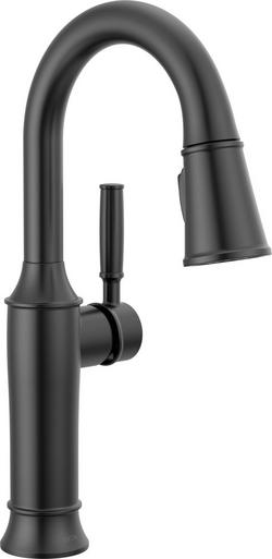 Single Handle Pull Down Bar Faucet in Matte Black