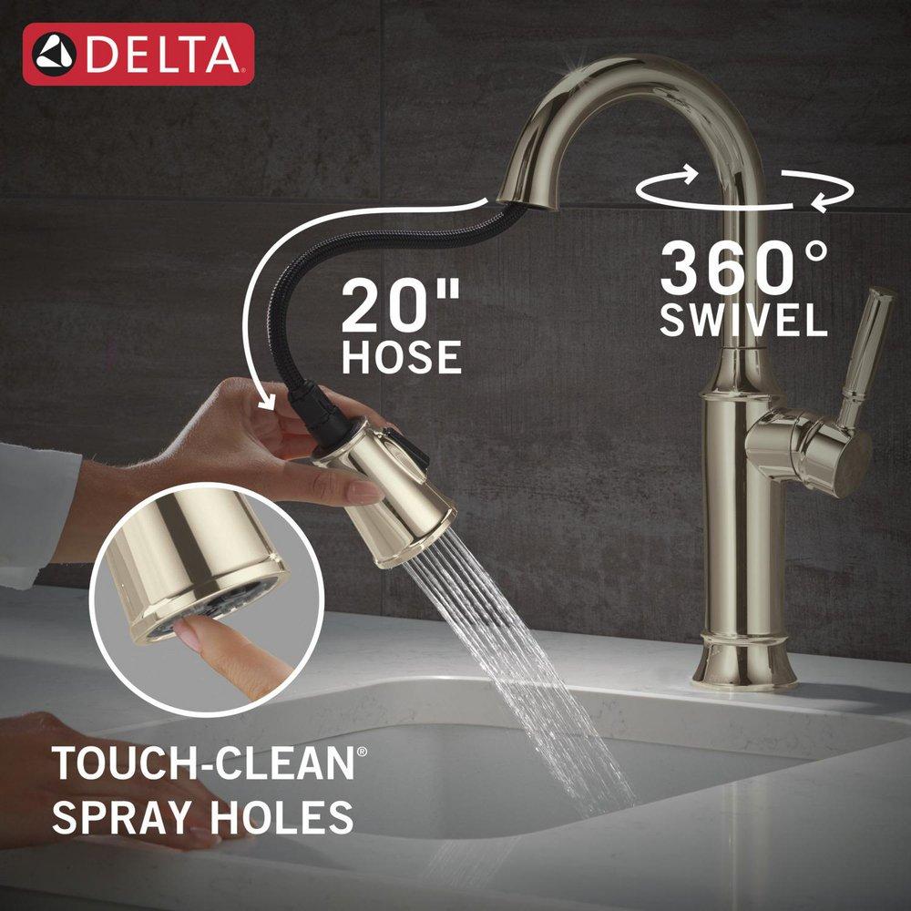 Delta Faucet Polished Nickel Single Handle Pull Down Bar Faucet 