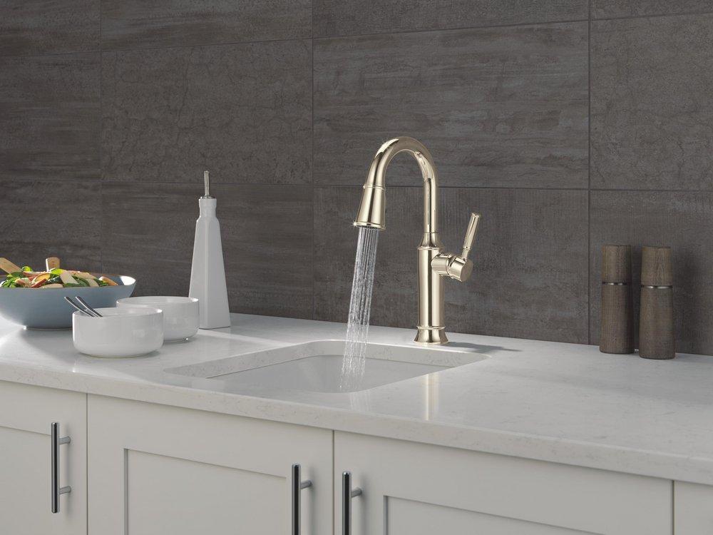 Delta Faucet Polished Nickel Single Handle Pull Down Bar Faucet 