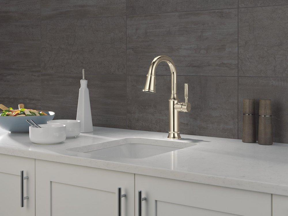 Delta Faucet Polished Nickel Single Handle Pull Down Bar Faucet 