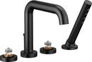 Two Handle Roman Tub Faucet with Hand Shower in Matte Black (Trim Only) (Handles Sold Separately)