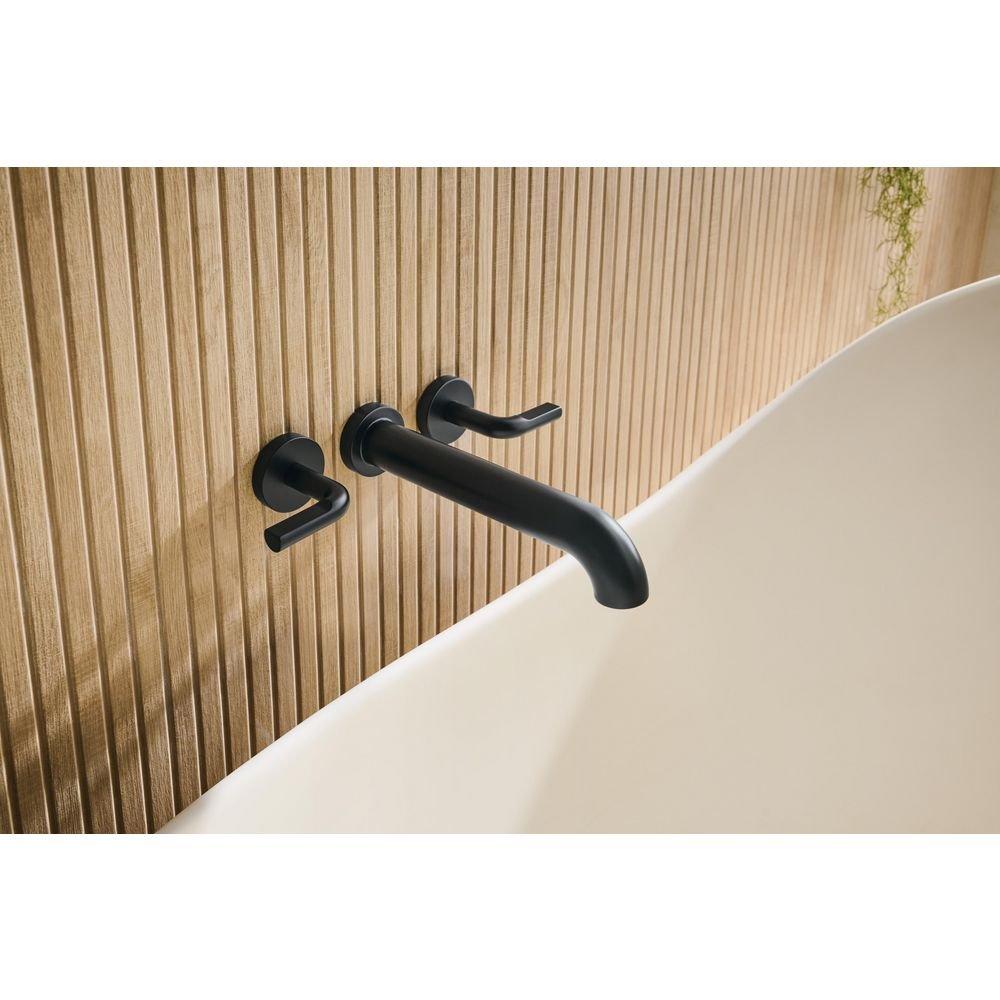Two Handle Wall Mount Tub Filler in Matte Black (Trim Only) (Handles Sold Separately) 