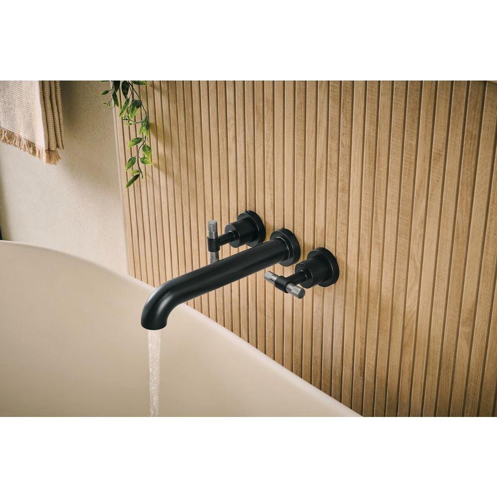 Two Handle Wall Mount Tub Filler in Matte Black (Trim Only) (Handles Sold Separately) 