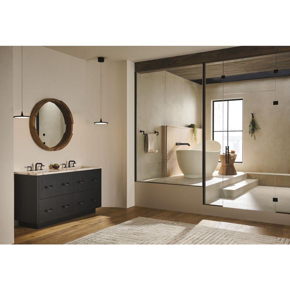 Two Handle Wall Mount Tub Filler in Matte Black (Trim Only) (Handles Sold Separately) 