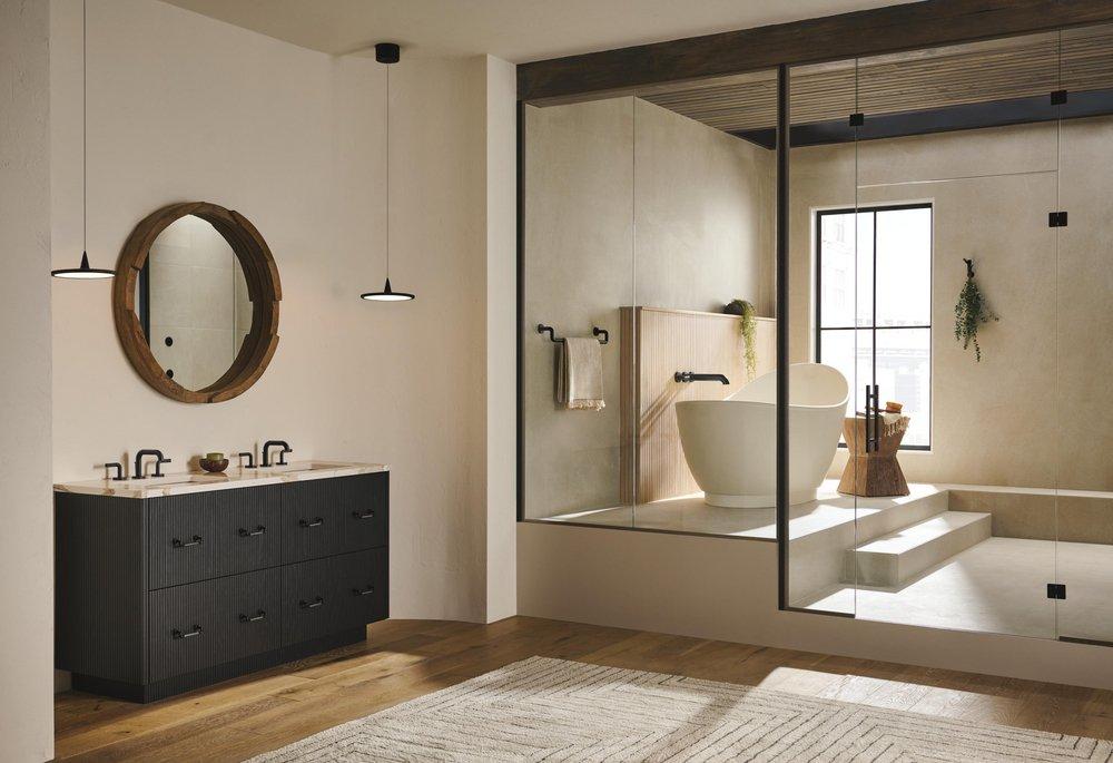 BRIZO LITZE TWO-HANDLE WALL MOUNT TUB FILLER - LESS HANDLES 