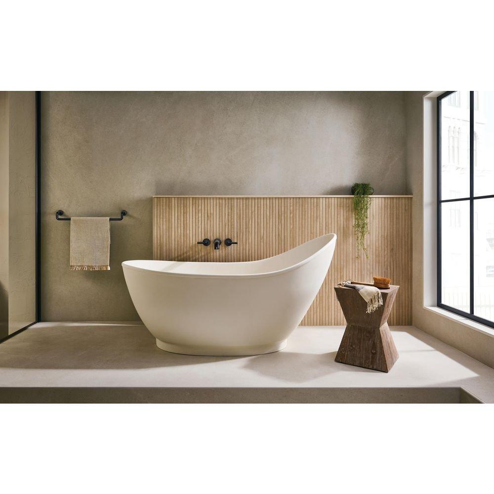 Two Handle Wall Mount Tub Filler in Matte Black (Trim Only) (Handles Sold Separately) 