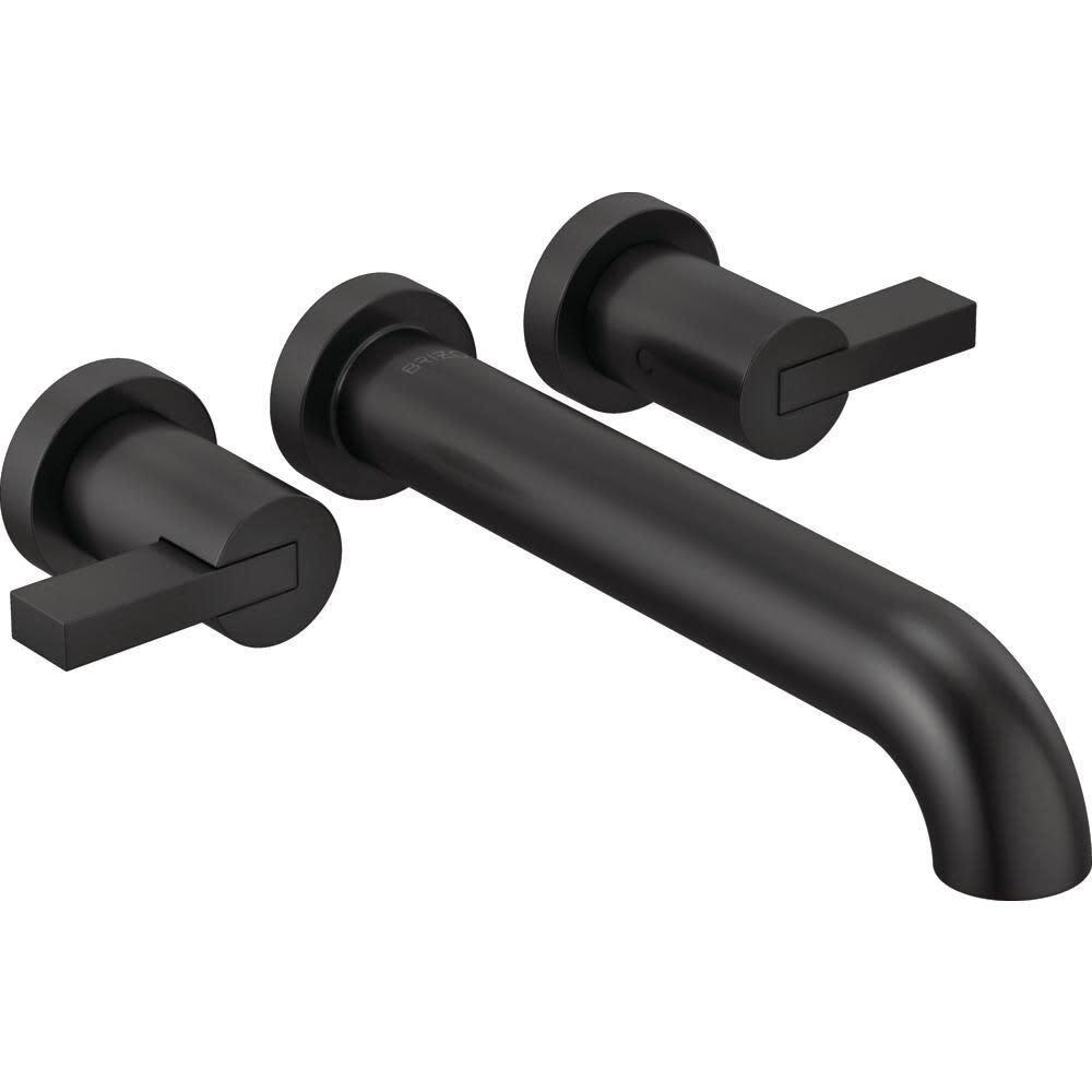Two Handle Wall Mount Tub Filler in Matte Black (Trim Only) (Handles Sold Separately) 