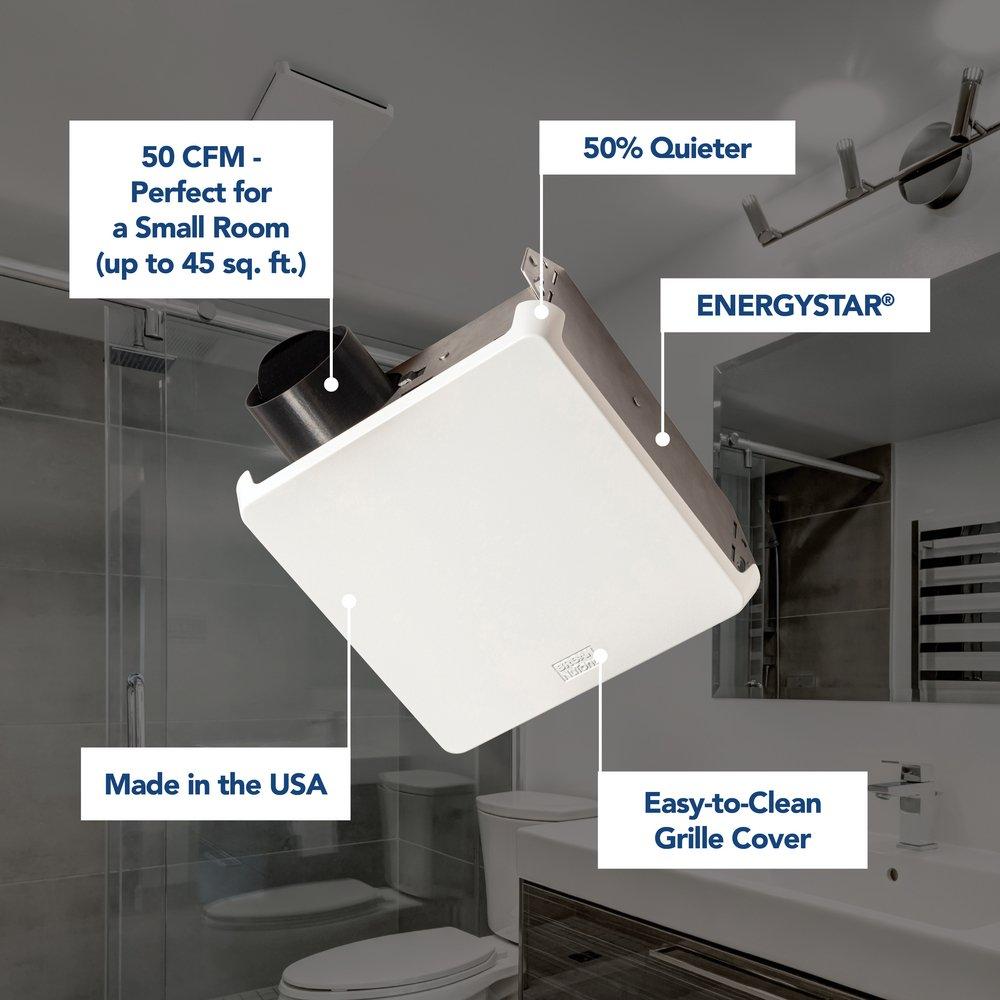 50 CFM Bathroom Ventilation Fan in White - Energy Star Rated 