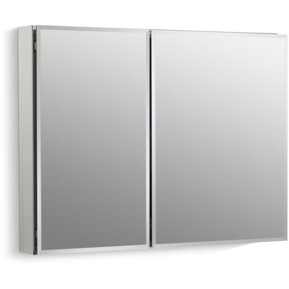 KOHLER Silver Aluminum 2-Door Medicine Cabinet Flat Silver 