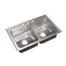 Just Manufacturing Brushed Steel 33 x 19 in. Stainless Steel Double Bowl Drop-in Kitchen Sink in No. 4 