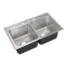 Just Manufacturing Brushed Steel 33 x 19 in. 3 Hole Stainless Steel Double Bowl Drop-in Kitchen Sink 