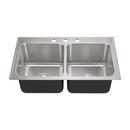 Just Manufacturing Brushed Steel 33 x 19 in. 3 Hole Stainless Steel Double Bowl Drop-in Kitchen Sink 