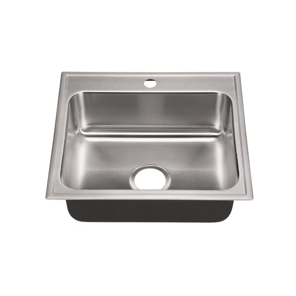 Just Manufacturing Brushed Steel Single Bowl Drop-In Kitchen Sink 