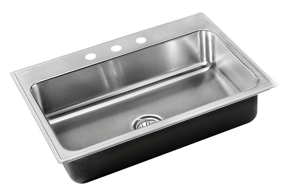 Just Manufacturing Satin 31 x 21 in. Stainless Steel Single Bowl Drop-in Kitchen Sink in No. 4 