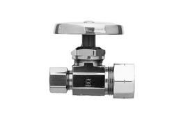 1/2 x 3/8 in. Compression x OD Compression Oval Straight Supply Stop Valve in Satin Nickel - PVD