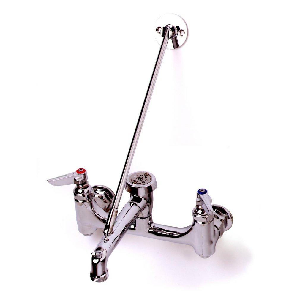 T&S Brass Chrome Plated Two Lever Handle Wall Mount Service Faucet 