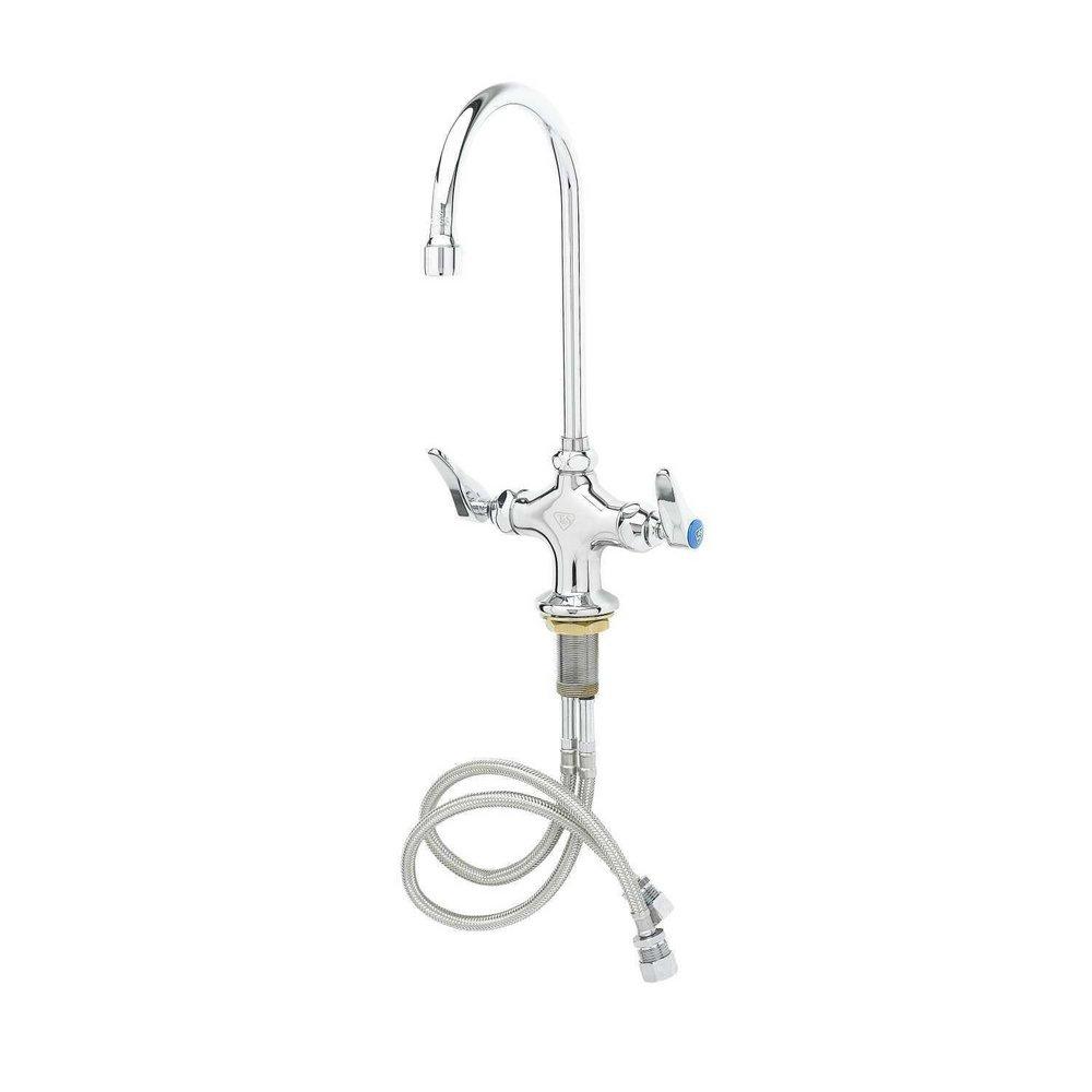 T&S Brass Chrome Plated Two Lever Handle Deck Mount Service Faucet 