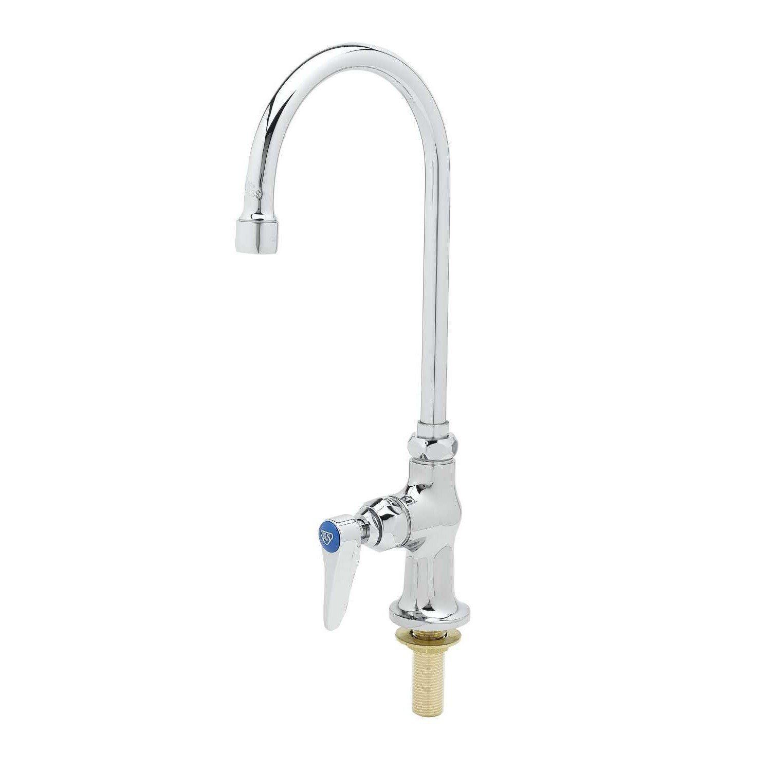 T&S Brass Chrome Plated 2.2 gpm Single Pantry Faucet Deckmount Rigid Gooseneck Stream Regulator 