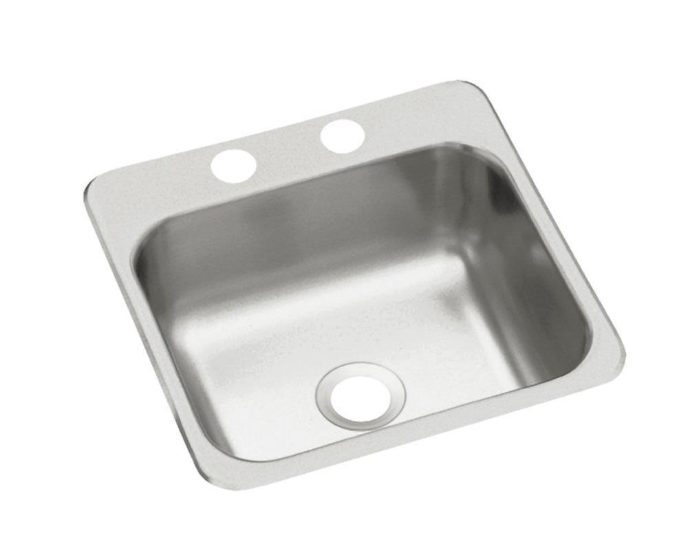 Sterling Luster Stainless Steel 15 x 15 in. 2 Hole Drop-in and Undermount Stainless Steel Bar Sink 