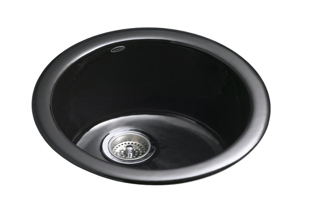 KOHLER Black Black&trade; 18-3/8 x 18-3/8 in. Drop-in and Undermount Cast Iron Bar Sink 