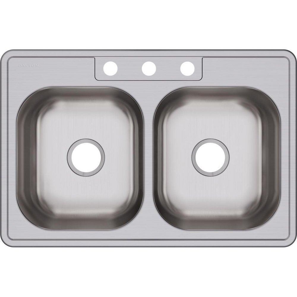 Dayton Elite Satin 33 x 22 in. Stainless Steel Double Bowl Drop-in Kitchen Sink in Elite Satin 