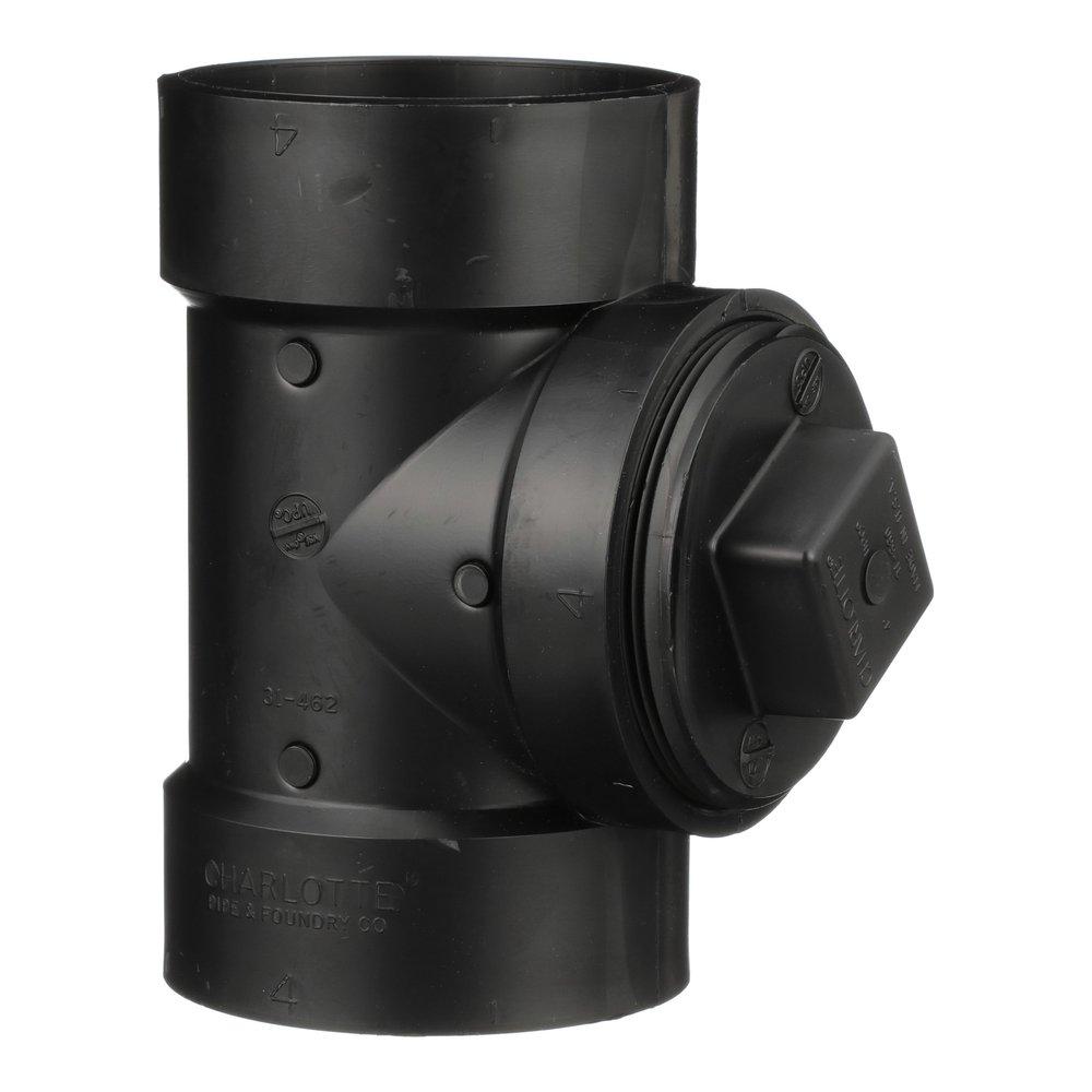 Black ABS DWV Flush Cleanout Tee With Plug 