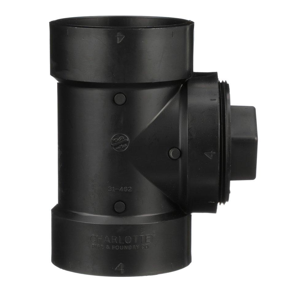 Black ABS DWV Flush Cleanout Tee With Plug 