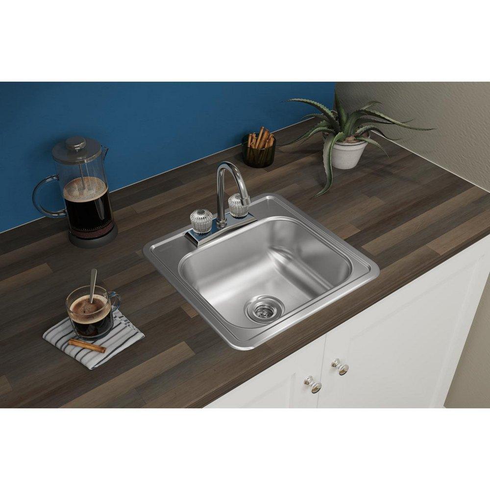 Kingsford Stainless Steel 15 X 15 2 Hole Stainless Steel Bar SINK With Faucet & ST 