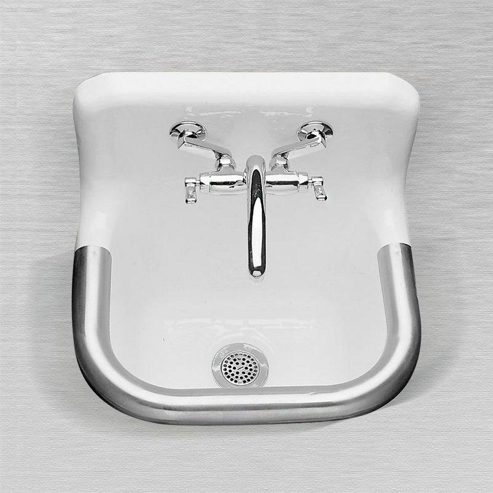 Commercial Enameling White 24 x 20 x 22-3/4 in. Cast Iron Service Sink 