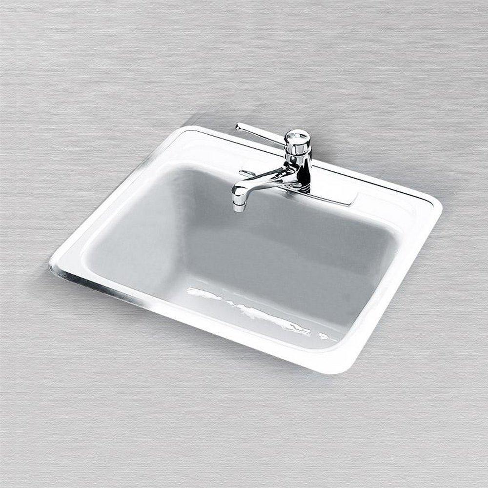 Commercial Enameling White 21 x 20 in. Tile-in and Wall Mount Laundry Sink 