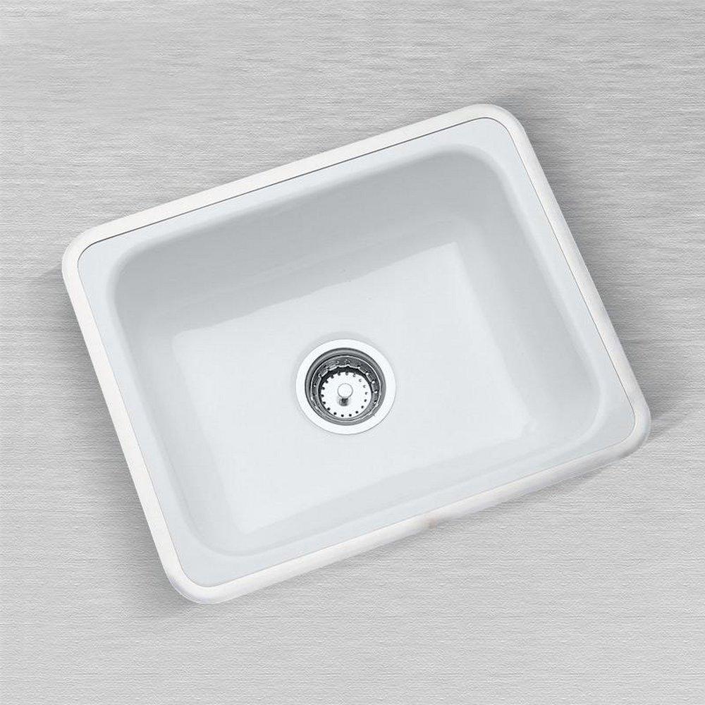 CECO White 24 x 18 in. Tile-in and Undermount Cast Iron Bar Sink 