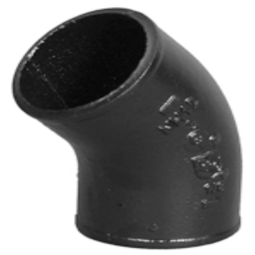 Black No Hub 45 Degree Cast Iron 1/8 Bend 
