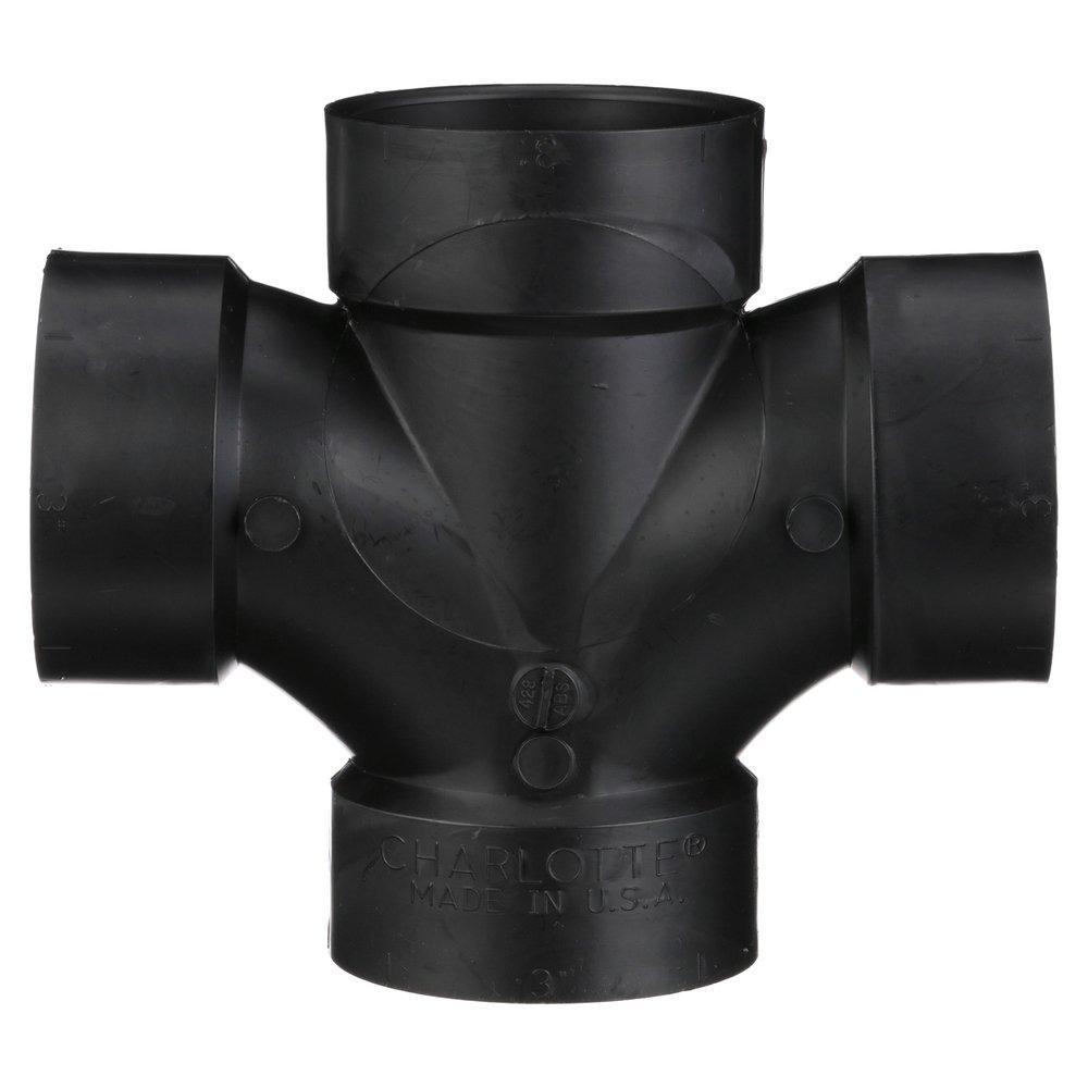Black ABS DWV Double Sanitary Tee 