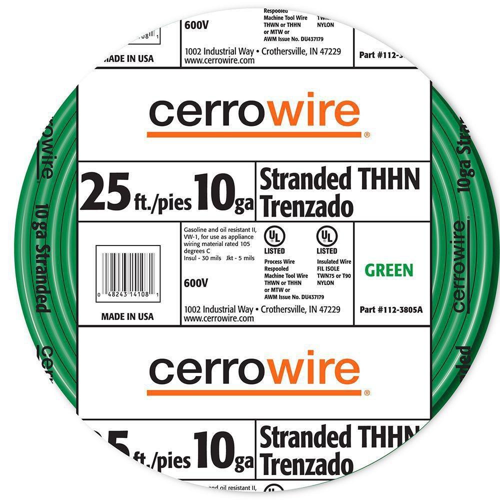 Southwire&reg; Green 10 ga Blue THHN Wire 