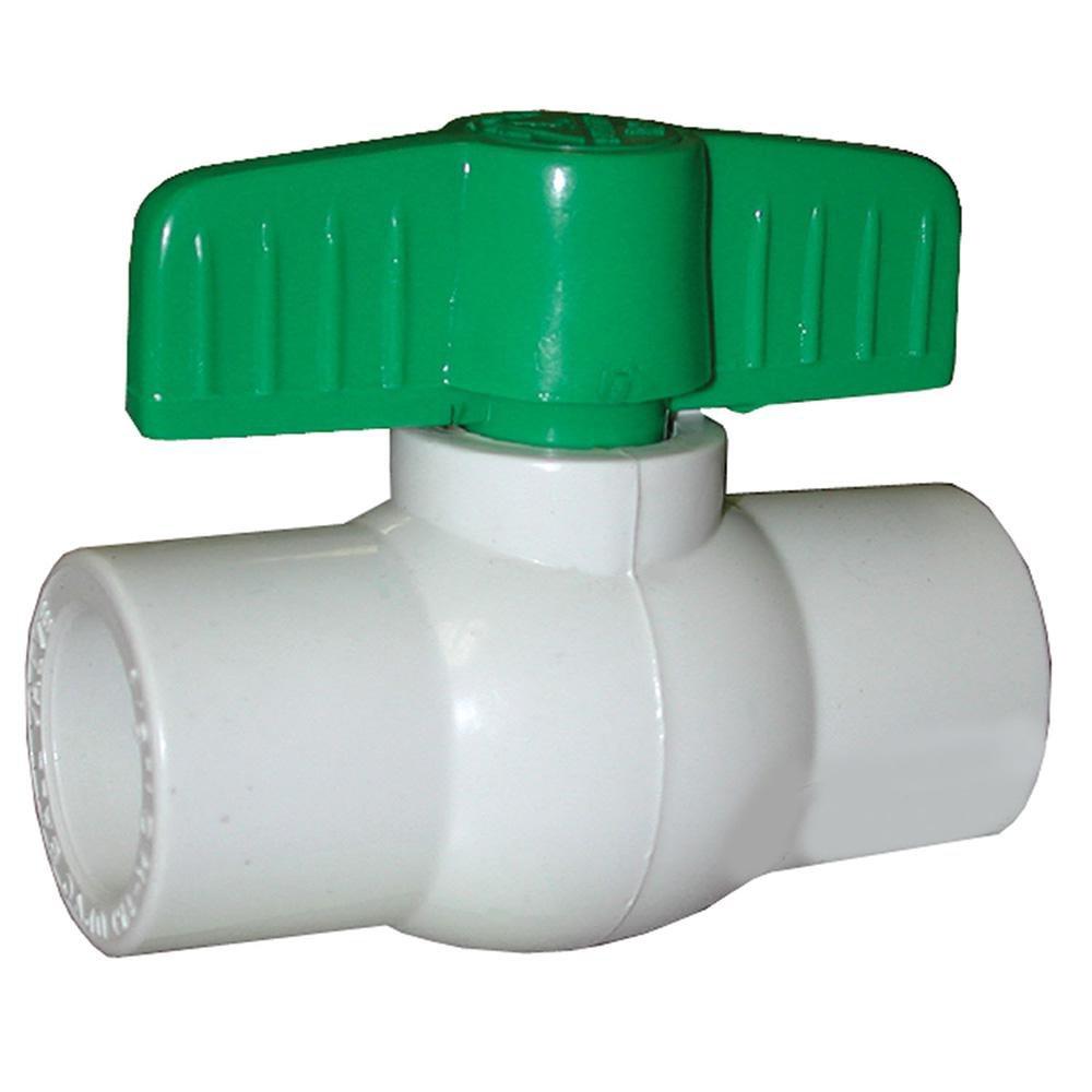 Jones Stephens White PVC Standard Port Solvent Ball Valve 