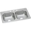 33 x 19 in. 3 Hole Stainless Steel Double Bowl Drop-in Kitchen Sink in Satin