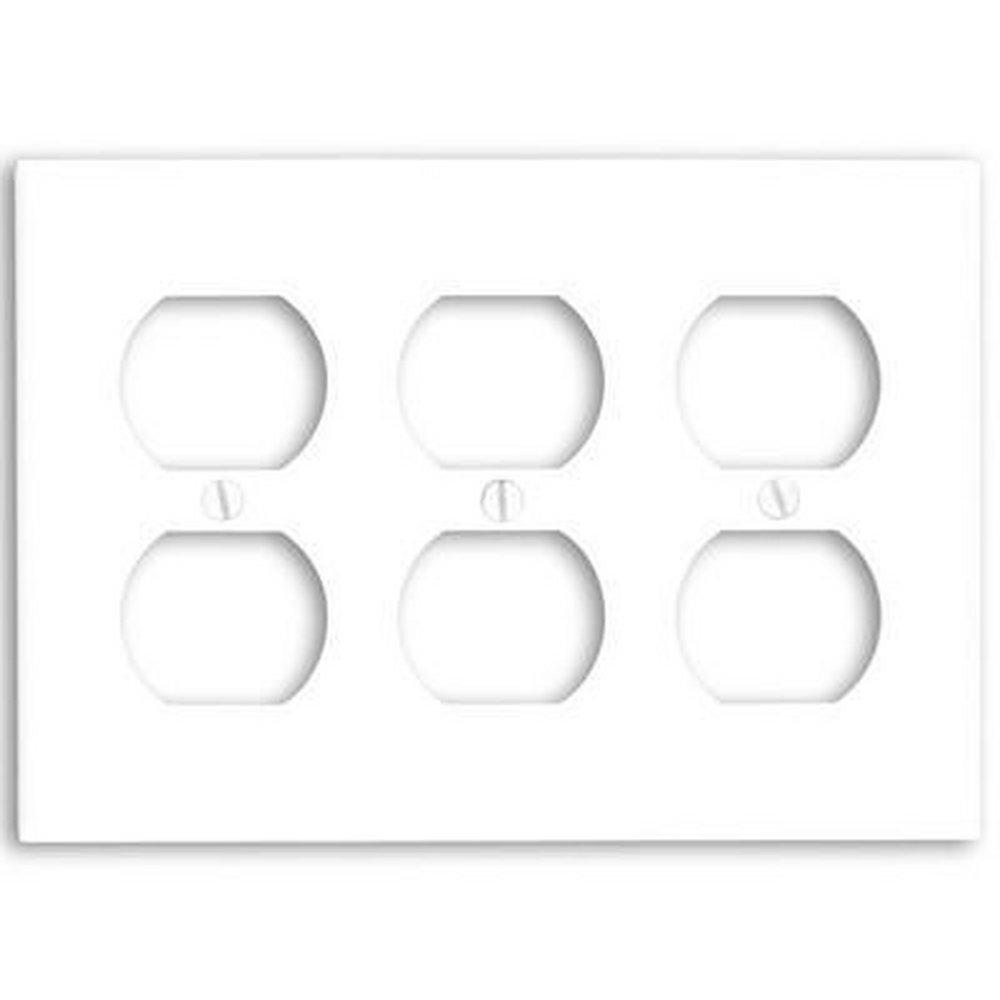 LEVITON White 3-Gang Standard Size Duplex Device Receptacle Wall Plate 