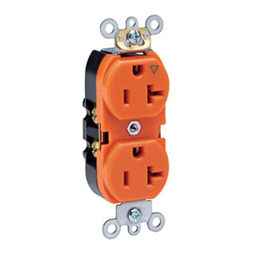 LEVITON Orange 20A 125V Duplex Straight Blade Receptacle 