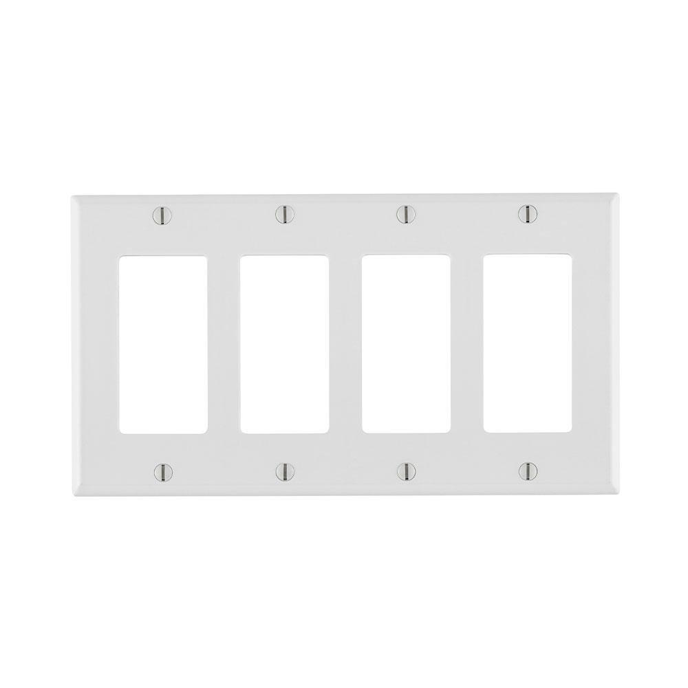 LEVITON White 4-Gang Wall Plate 