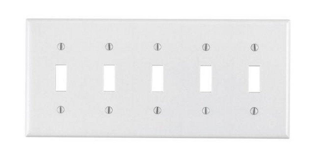 LEVITON White 5-Gang Wall Plate 