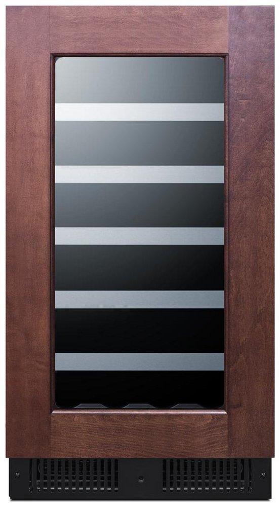 18 INCH WIDE 29 BTL CAPA PANEL READY BUILT-IN / FS WINE COOLER W/ WOOD SHELVES AND LED LIGHTS 